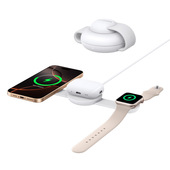 Anker MagGo Caricatore Wireless iPhone 3 in 1 15W, Compatibile con MagSafe, certificato Qi2, Pieghevole e Portatile per iPhone 16/15/14/13 AirPods, Apple Watch e altro (caricatore USB-C incluso)