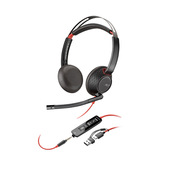 Poly Cuffie stereo Blackwire 5220 con connettore USB-C + spina da 3,5 mm + adattatore USB-C/A