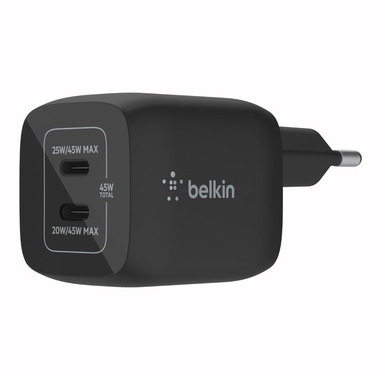 Belkin CARICABATTERIA DA PARETE DOPPIO GAN USB-C PPS 45W