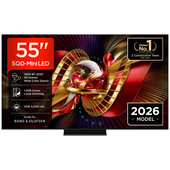 TCL C8L TV 55C8L SQD Mini LED da 55", 4K HDR, 3000 nit, 1.008 zone di dimming, Google TV, 144Hz, Dolby Vision & Atmos, Audio Bang & Olufsen