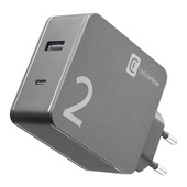 Cellularline Duo Charger - MacBook and iPhone Caricabatterie per computer portatili dotati di porta USB-C e smartphone, 42W