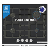 Bosch Serie 4 PNP6B6K40 Piano cottura a gas 60 cm 5 fuochi Vetro Nero