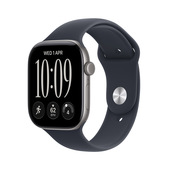 Apple Watch Series 12 GPS, cassa 46 mm in alluminio grigio siderale con cinturino Sport blu marino - M/L