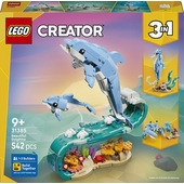 LEGO Creator 31385 3in1 Animali Marini: Meravigliosi Delfini Giocattolo, Si Trasforma in Cavalluccio Marino o Granchio, 9+