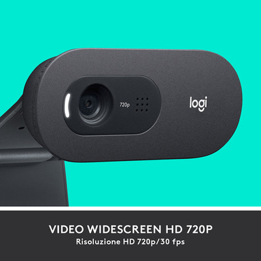 Logitech C505 Webcam HD - Videocamera USB Esterna 720p HD per Desktop o Laptop con Microfono a Lunga Portata, Compatibile con PC o Mac