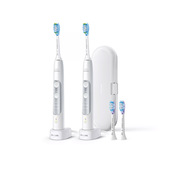 Philips Sonicare ExpertClean 7300 Sonicare Spazzolini Elettrici Sonici, confezione da 2 spazzolini bianchi con custodia e testine di ricambio HX9911/19