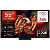TCL C8L TV 55C8L SQD Mini LED da 55", 4K HDR, 3000 nit, 1.008 zone di dimming, Google TV, 144Hz, Dolby Vision & Atmos, Audio Bang & Olufsen