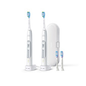 Philips ExpertClean 7300 Sonicare Spazzolini Elettrici Sonici con App, con custodia da viaggio, confezione da 2 Spazzolini Bianchi HX9611/19