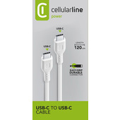 Cellularline Power Cable 120cm - USB-C to USB-C Cavo USB-C to USB-C per ricarica e trasferimento dati