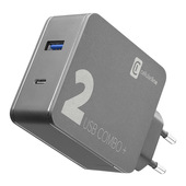 Cellularline MULTIPOWER 2 COMBO PLUS - USB-C Laptop, MacBook, Smartphones Caricabatterie per Computer Portatili dotati di porta USB-C e Smartphone, 48W e cavo USB-C to USB-C