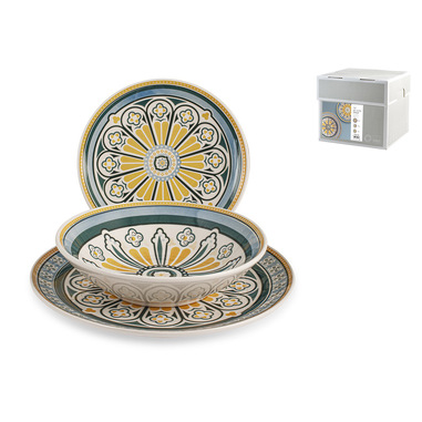 H&H Lifestyle Siviglia servizio da tavola 18 pz Porcellane dure Multicolore
