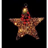 Regalo Stella in rattan e ferro con 15 LED (funzionamento a pila 2AA x 1,5V)