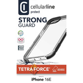 Cellularline Tetra Force Strong Guard - iPhone 16e Custodia flessibile ultra-protettiva, anti-shock con tecnologia antibatterica Microban® integrata