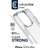 Cellularline Clear Strong - iPhone 14 Pro Max Custodia rigida con bordi in gomma - con tecnologia antibatterica integrata