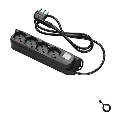 IOPLEE 47421-4077A prolunghe e multiple 1,5 m 4 presa(e) AC Interno Nero