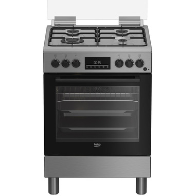 Beko FBE62310GX cucina a libera installazione Inox, 60x60cm, piano gas, forno elettrico ventilato, grill elettrico, 66 Lt, Сlasse A