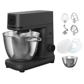 AEG KM7-1-4BPT, Planetaria Impastatrice, 1200W, Capacita' 6L + 4L, 10 Velocita' + Controllo Manuale, 2 Ciotole In Acciaio Inox, Accessorio Frusta/Frusta In Silicone/Gancio Per Impasti, Nero