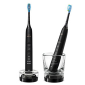 Philips DiamondClean 9000 Sonicare Spazzolini Elettrici Sonici con App, confezione da 2 spazzolini neri HX9914/54