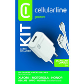 Cellularline USB Charger Kit 1A - Micro USB - Huawei, Xiaomi, Wiko, Asus and other smartphone Caricabatterie da rete 1A con cavo Micro USB