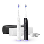 Philips Sonicare Spazzolino Elettrico Sonico con base di ricarica e custodia, 3 livelli di intensità, sensore di pressione confezione da 1 spazzolino bianco e 1 spazzolino nero HX7419/01