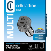 Cellularline Car Multipower DUO - iPhone, Samsung, Xiaomi, Oppo and other Smartphones and Tablets Caricabatterie da auto con 2 porte USB-C