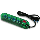 Garanti 41083-0065C-G prolunghe e multiple 1,5 m 4 presa(e) AC Verde, Trasparente