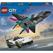 LEGO City 60489 Jet Contro Auto Sportiva Giocattolo, Aereo, Macchina e 2 Minifigure di Piloti, Idea Regalo per Bambini 6+
