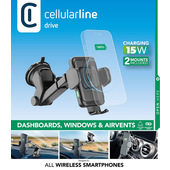 Cellularline Hug Dual Pro - Wireless Smartphones 15W Supporto smartphone da auto elettronico con carica wireless