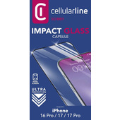 Cellularline Impact Glass Capsule - iPhone 16 Pro / 17 / 17 Pro Vetro temperato resistente da bordo a bordo