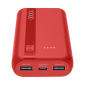 Cellularline Power Bank Essential 10.000 Power bank da 10.000 mAh con batteria agli ioni di litio, dotato di porta USB-C in/out, due porte USB-A e indicatori LED. Consente la ricarica simultanea di più dispositivi in modo sicuro e affidabile.