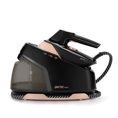 Imetec Evos, Ferro da Stiro con Caldaia, Tecnologia Flash Steam con Vapore Potenziato, Pressione fino a 7 bar, Piastra Infinity Glide Alta Scorrevolezza, Colpo di Vapore Flash da 500 g, 2400 W, Sistema Anticalcare, Blocca Ferro, Autospgnimento