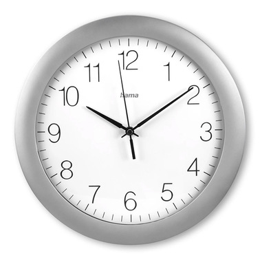 Hama Teneriffa Orologio analogico Rotondo Argento, Bianco