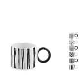 H&H Tazza caffè Noir in new bone china decorata colori bianco e nero cc 90