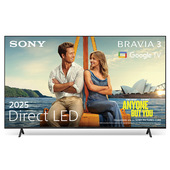 BRAVIA 3: Sony BRAVIA 3, K-65S3 - Direct LED | Altoparlante X-Balanced | Dolby Vision/Atmos | IMAX Enhanced | Google TV (2025) | Google Cast | Apple AirPlay 2| Eco Dashboard 2 | Game Menu 2 - 65pollici