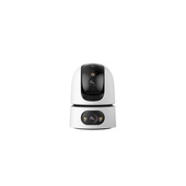 Imou Ranger Dual Pro 6MP Telecamera da interno, motorizzata, con doppia ottica 3MP+3MP, sirena integrata e faretto, tasto di chiamata, rilevamento suoni anomali/umano/animale, smart tracking, funzione privacy, visione notturna, comunicazione bidirezionale, Wi-fi 2.4Ghz, Dual Band, registrazione su Micro SD (fino a 512GB) - NVR o Cloud. Certificazione GDPR.