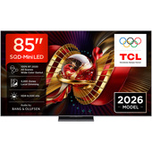 TCL C8L TV 85C8L SQD Mini LED da 85", 4K HDR, 6000 nit, 3.200 zone di dimming, Google TV, 144Hz, Dolby Vision & Atmos, Audio Bang & Olufsen