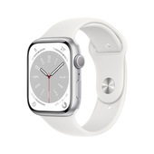 Apple Watch Series 8 GPS 45mm Cassa in Alluminio color Argento con Cinturino Sport Band Bianco - Regular