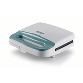 Ariete 1971 Tostiera Breakfast, Piastra elettrica per toast, sandwich e panini, 750W, Piastre fisse grill, Rivestimento antiaderente, Posizione e riponimento verticale, White & Aegean Teal