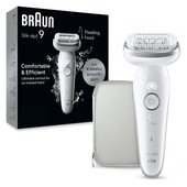 Braun Silk-épil 9 9-011, Epilatore Elettrico Donna Per Una Epilazione Facile, Pelle Liscia a Lungo, Bianco/Argento