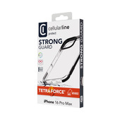 Cellularline Tetra Force Strong Guard - iPhone 16 Pro Max Custodia flessibile ultra-protettiva, anti-shock con tecnologia antibatterica Microban® integrata