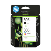 HP 305 2-Pack Tri-color/Black Original Ink Cartridge cartuccia d'inchiostro 2 pz Originale Resa standard Nero, Ciano, Magenta, Giallo