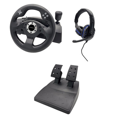 Play!Smart Racing Kit Nero Volante + pedali + cuffie. Analogico PlayStation 4, Xbox One