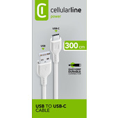 Cellularline Power Cable 300cm - USB-C Cavo USB-C per ricarica e trasferimento dati