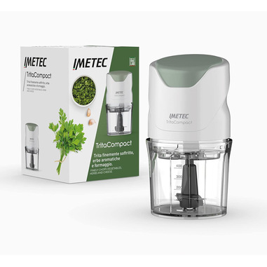Imetec Tritacompact tritatutto, Lame in acciaio inox, Capienza contenitore 400 ml, Funzionamento a pressione, Compatto, 350 w