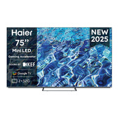 Haier Smart TV Mini LED QLED 75" H75M80FUX, 4K, Google TV, Dolby Vision, HDR10, Gaming 120Hz, Dolby Atmos, HDMI 2.1 x4