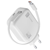 Cellularline Retractable Power 65W Caricabatterie da rete 65W con cavo retrattile USB-C e porta USB-C