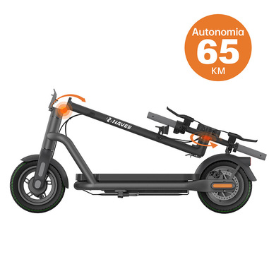 NAVEE N65i Monopattino Elettrico con il Manubrio a Chiuso Ruotabile, Motore Max 1000W Autonimia 65KM Triplo Freno Gomma Offroad 10,5 Pollici e Frecce Direzionali