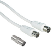 Hama Cavo antenna M/F con adattatore M/M, 5 metri, 75 dB, bianco