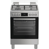 Hotpoint Ariston H6G8LMSAWX cucina libera installazione inox, 60x60cm, piano gas, forno elettrico ventilato, 72Lt, classe A