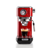 Ariete 1381 Macchina da caffè con manometro, compatibile con caffè in polvere e cialde ESE, 1300 W, Capacità 1,1 L, 15 bar di pressione, Filtro ½ tazze, Dispositivo Cappuccino, Rosso